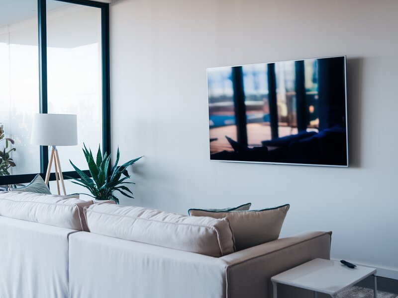 TV wall mounting with hidden cables